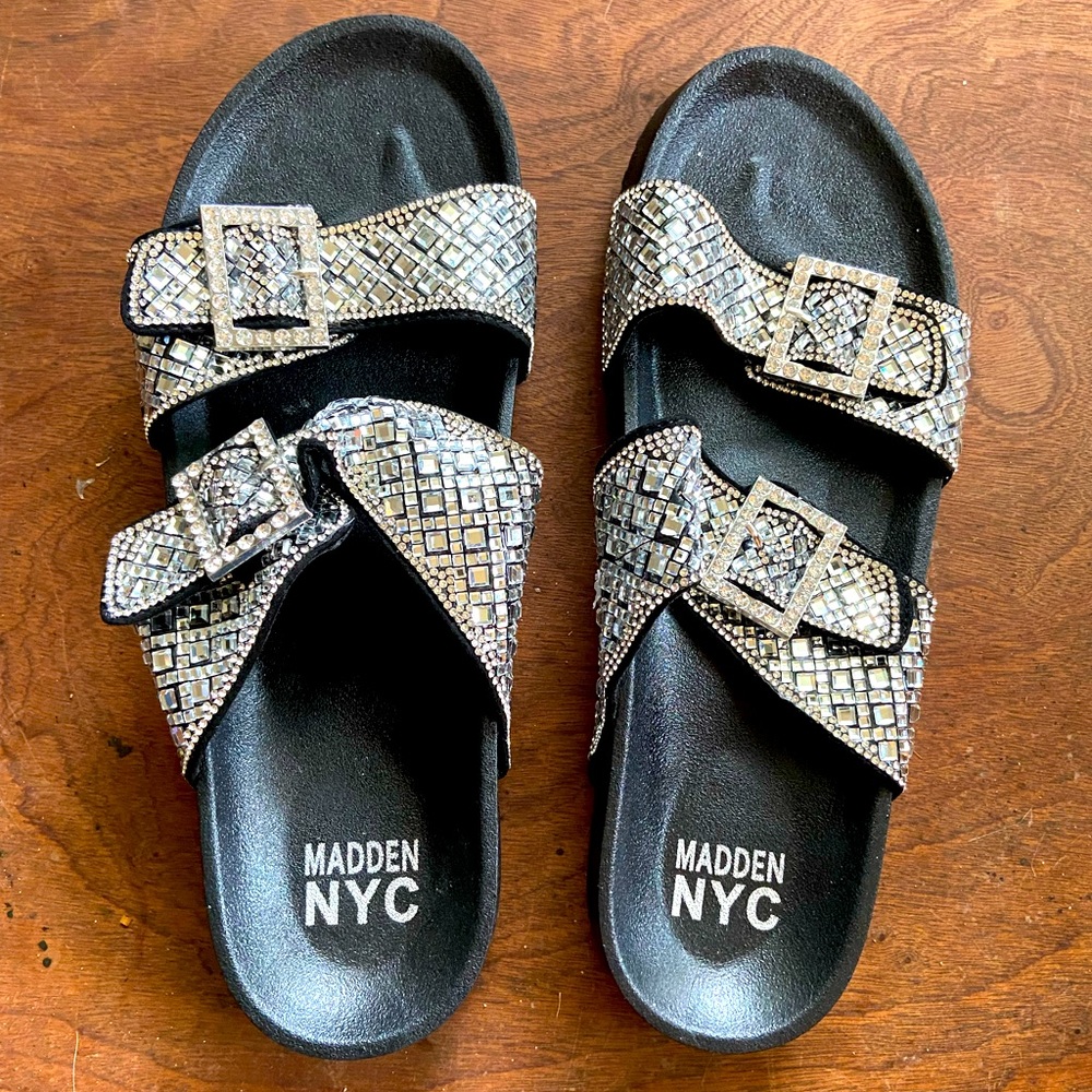 Sparkly slip on sandals, never worn